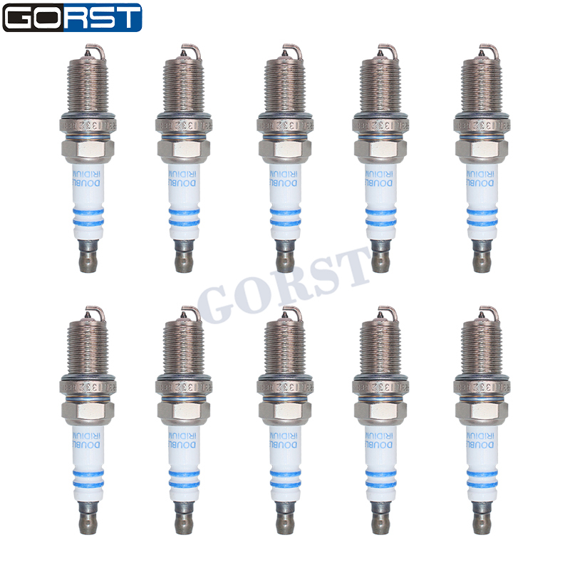 Bosch Spark Plug Iridium - 10 個 M14x1.25 ダブルイリジウムスパークプラグ FR3KII332 ボッシュ車の自動車部品