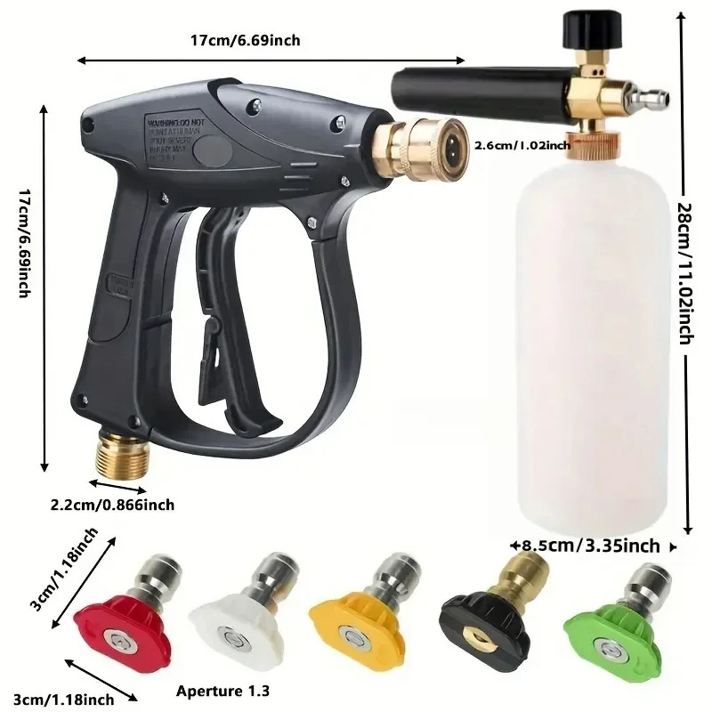 Pressure Washer Foam Gun - 高圧洗浄水鉄砲 3000PSI M22-14 & 1/4インチクイックコネクション 車、庭、パティオ用