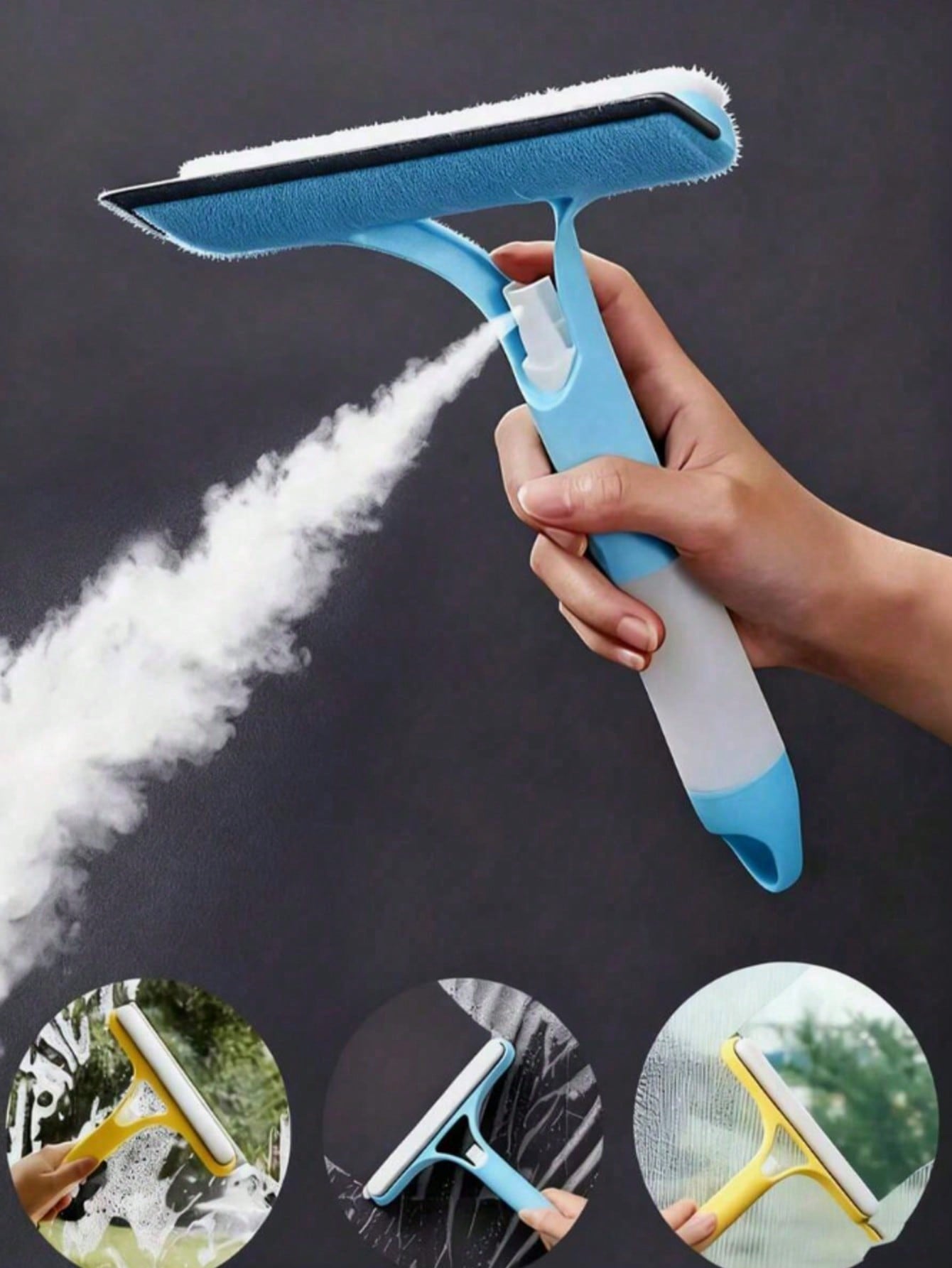 Glass Cleaner Streak - 3in1ガラスクリーナー（スプレーボトル付き）、多機能窓用クリーナー、窓、車のフロントガラス、鏡、浴室などに使用できる、拭き跡の残らないガラススクレーパー、1個入り。
