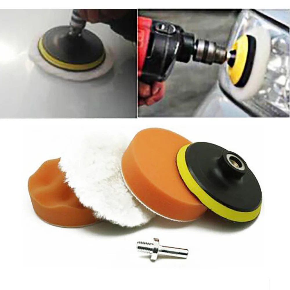 Polish Pad Set Buffer - 4個セット ​ グロス ​ ポリッシングバッファーパッドスポンジコンパウンドワックス研磨ホイールツールスポンジパッドドリルアダプターポリッシャーキット