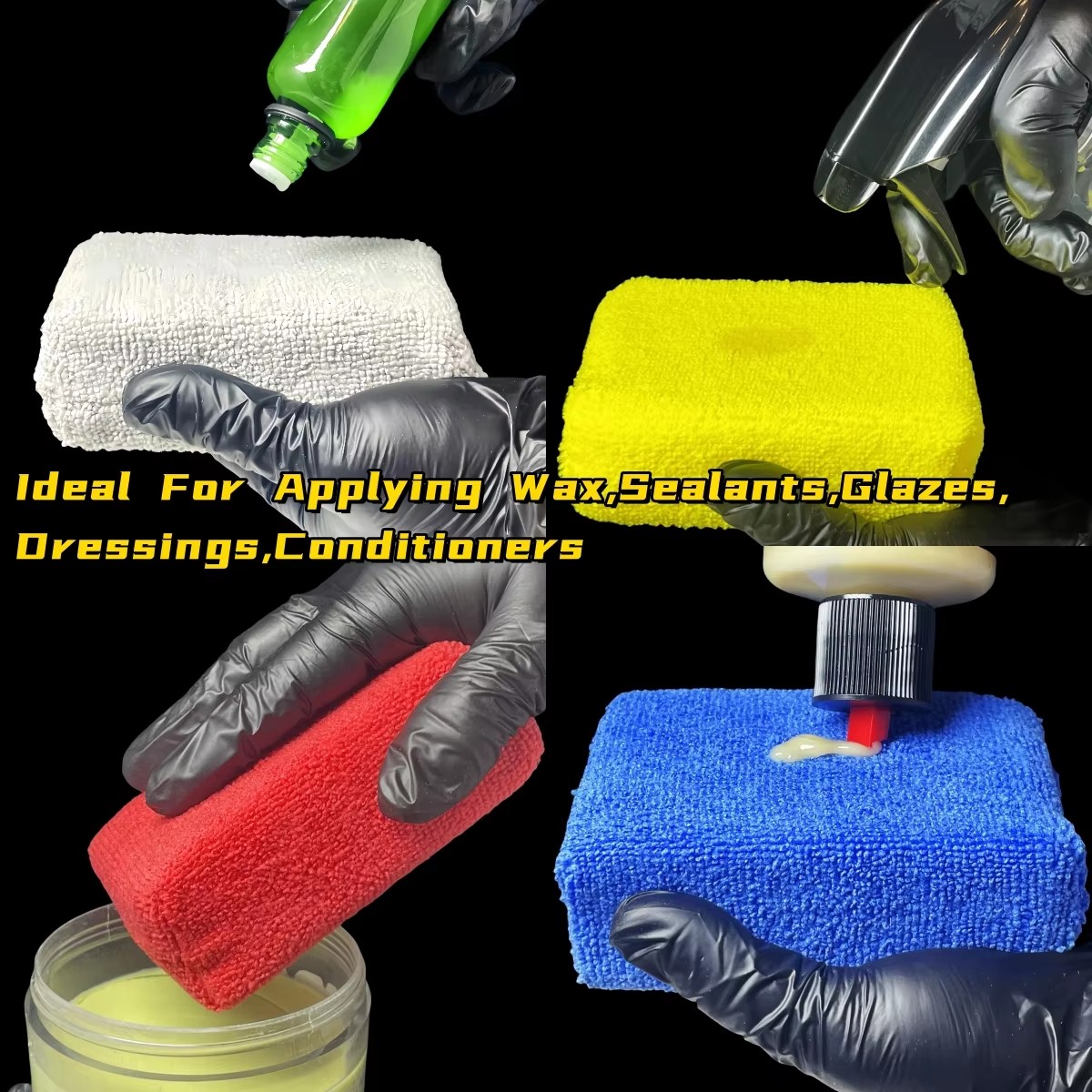 8個入りマイクロファイバー製カーワックスアプリケーターパッド - Wax Applicator Pad のレビューと価格
